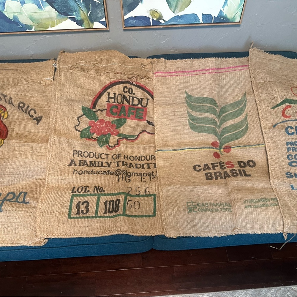 Lot of 4 Burlap coffee sacks